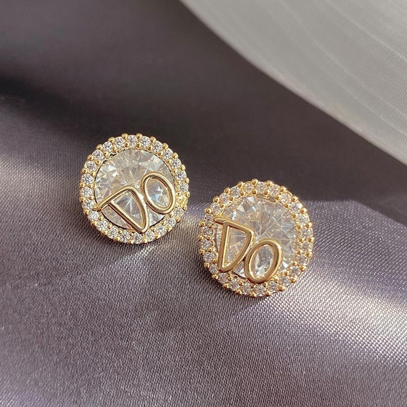 Khuyên Tai Mạ Bạc 925 Đính Đá Zircon Phong Cách Hàn Quốc Sang Trọng Cá Tính