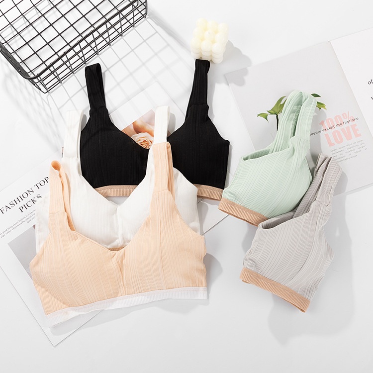Set áo bra kèm quần chất cotton tăm dây bản dáng thể thao