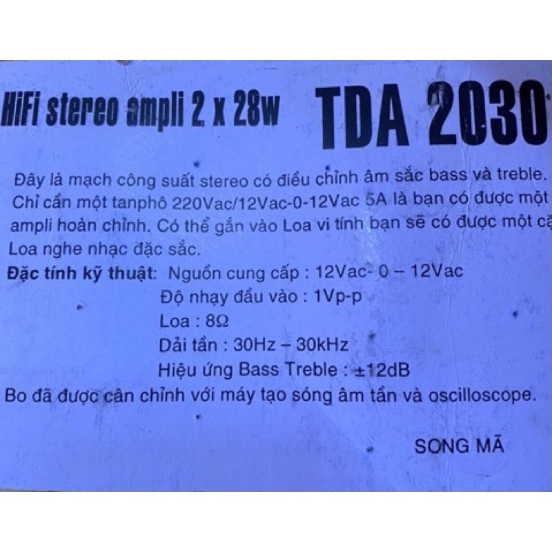 Mạch công xuất amlyp stereo TDA2030
