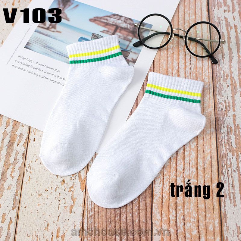 Tất nữ, vớ nữ cổ dài sọc ngang cổ - nhiều màu - V103