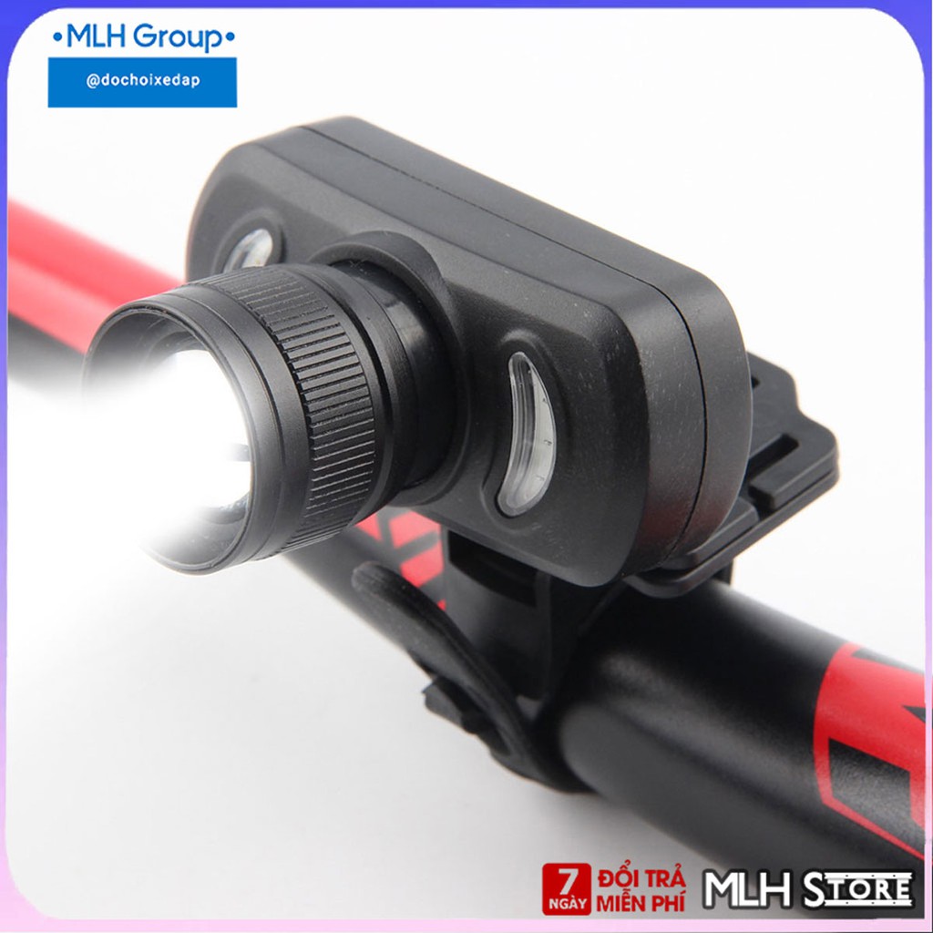 Đèn Pha Xe Đạp Siêu Sáng LED COB Với 2 Bóng Phụ Xanh Đỏ Chớp Nháy Nhiều Chế Độ Sáng Chống Nước Sạc Điện USB MLH