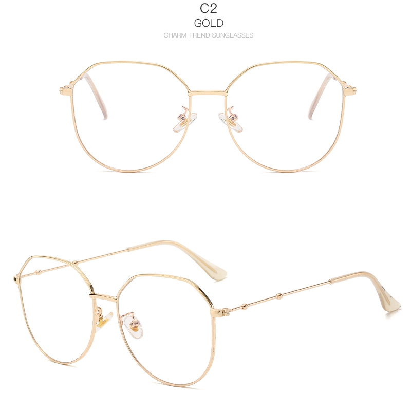 Literary Flat Light Myopia Lady Metal Frame Men Women Fashion Glasses Retro Big Frame Wild Oval Eyewear | BigBuy360 - bigbuy360.vn