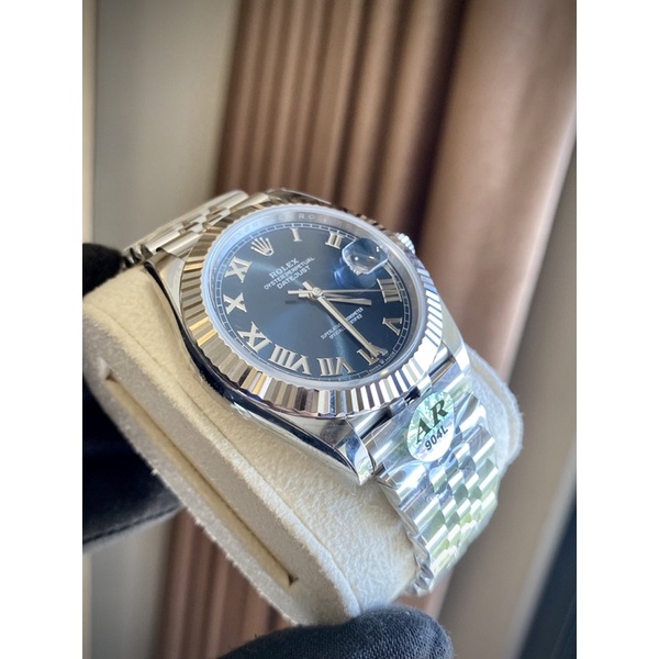 Đồng hồ nam Rolex mặt xanh la mã size 41mm máy cơ Thuỵ Sĩ 3235