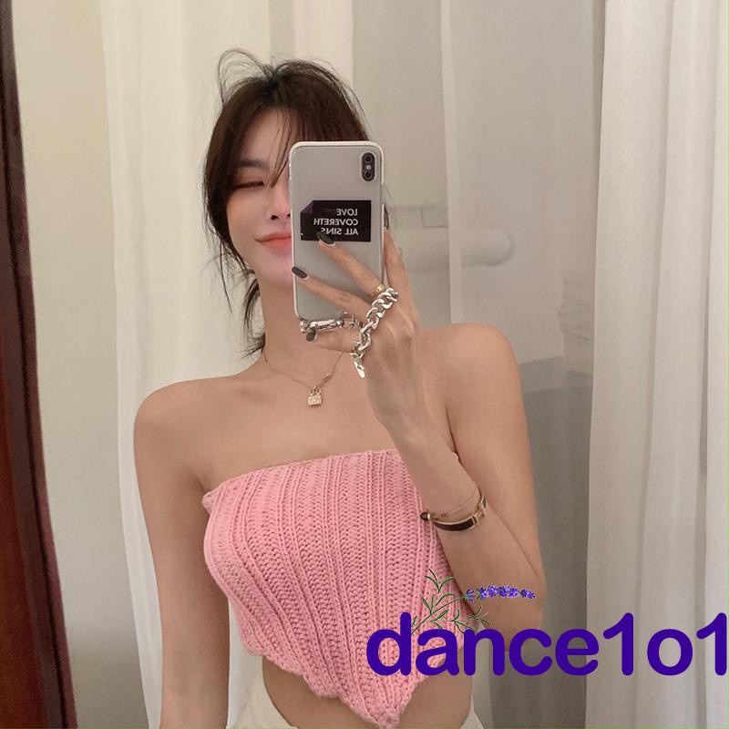 Áo Ống Dệt Kim Màu Sắc Trơn Thời Trang Cho Nữ