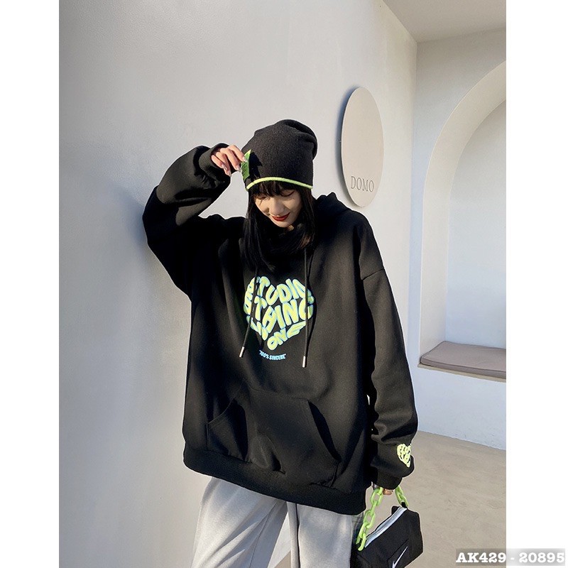 Áo Khoác Hoodie Nỉ Bông Form Rộng Unisex Couple Nam Nữ Sweater TIM XANH LÁ - AK3429 | BigBuy360 - bigbuy360.vn