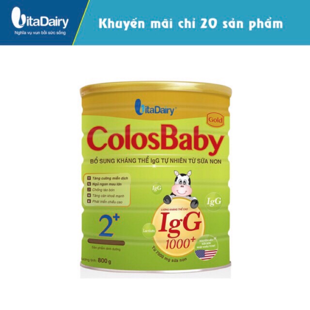 [Mã 267FMCGSALE giảm 8% đơn 500K] Sữa ColosBaby gold 1000IgG 2+ 800g date mới