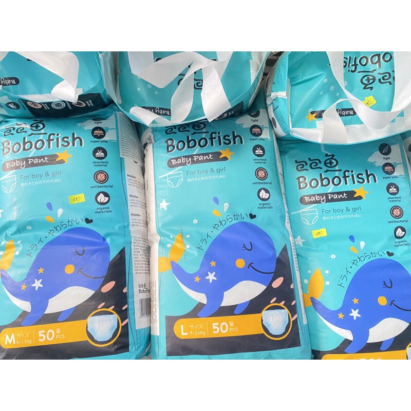 Tã Bỉm Bobofish Cá Heo Bo Mông Cao Cấp M100/L100/Xl100/XXL100