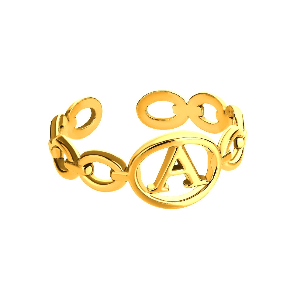 Vnox Nhẫn Hở Hình Chữ Cái A-Z Màu Vàng Kim Cho Nữ
