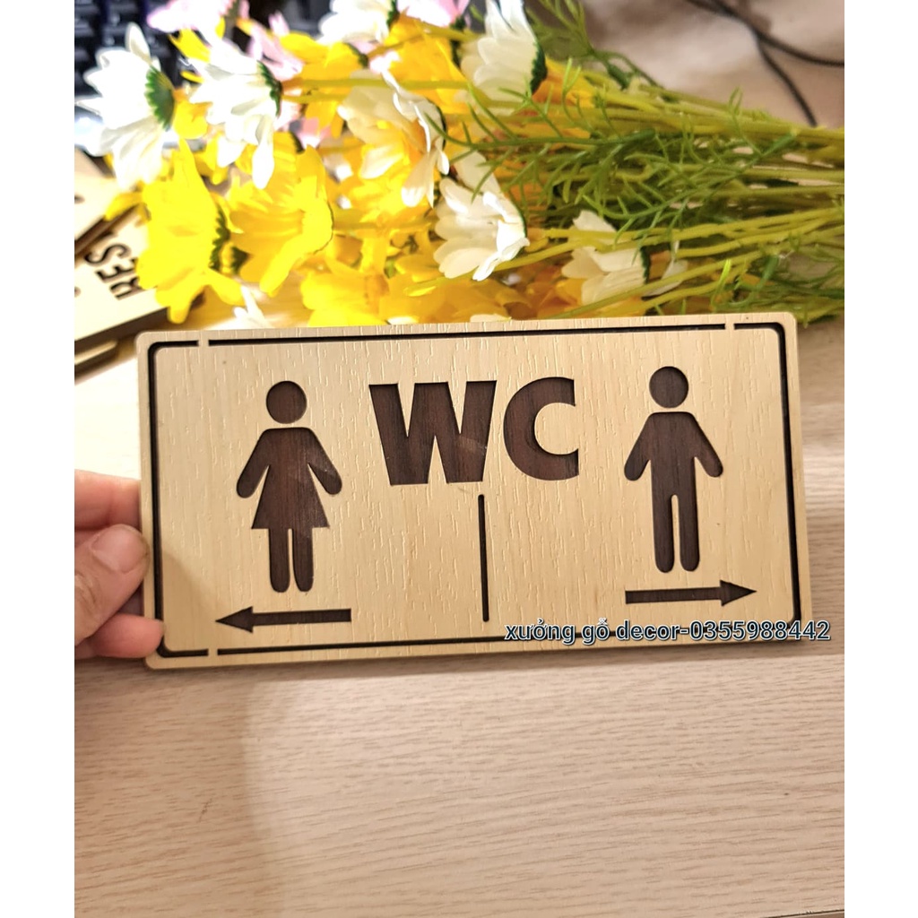 Bảng Gỗ Toilet, biển WC Nam Nữ - Resroom Chỉ dẫn nhà vệ sinh bằng gỗ