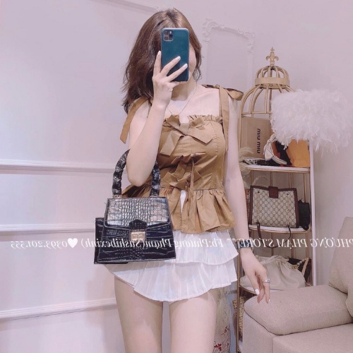 Áo kiểu Hàn Quốc 2 dây mút đệm ngực đính nơ ulzzang