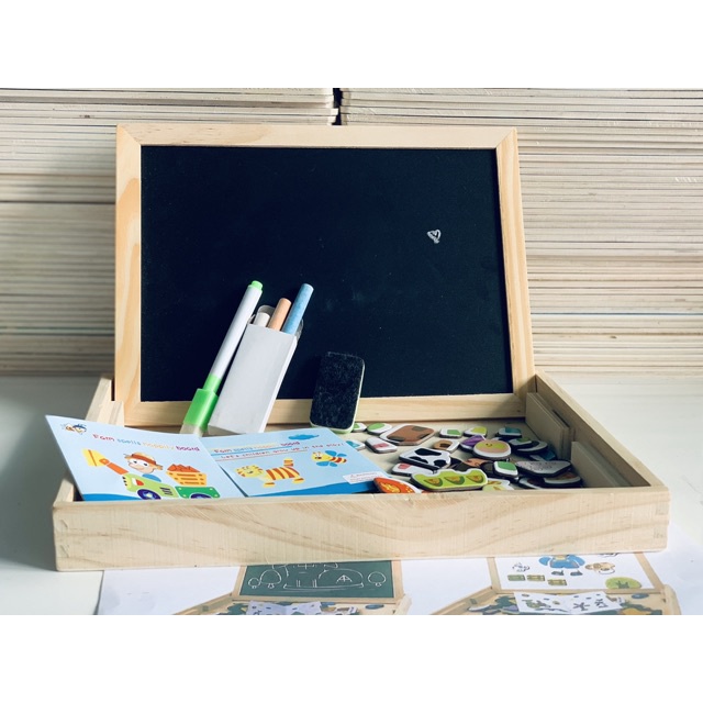 ✙Tranh nam châm ghép hình 2 mặt đa năng - đồ chơi gỗ Bi House