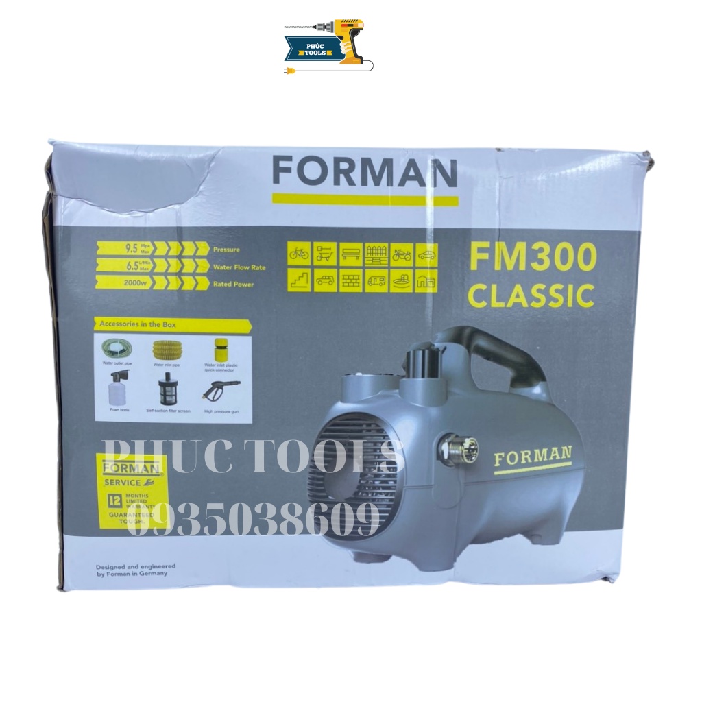 Máy rửa xe mini FORMAN 2000W có chỉnh áp dây đồng