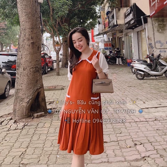 Váy bầu công sở dáng suông 45-70kg
