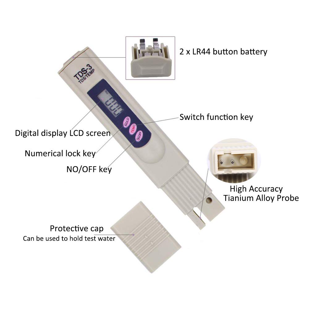 Bút Kiểm Tra Chất Lượng Nước Kỹ Thuật Số TDS PPM TDS Màn Hình LCD Cho Bể Cá