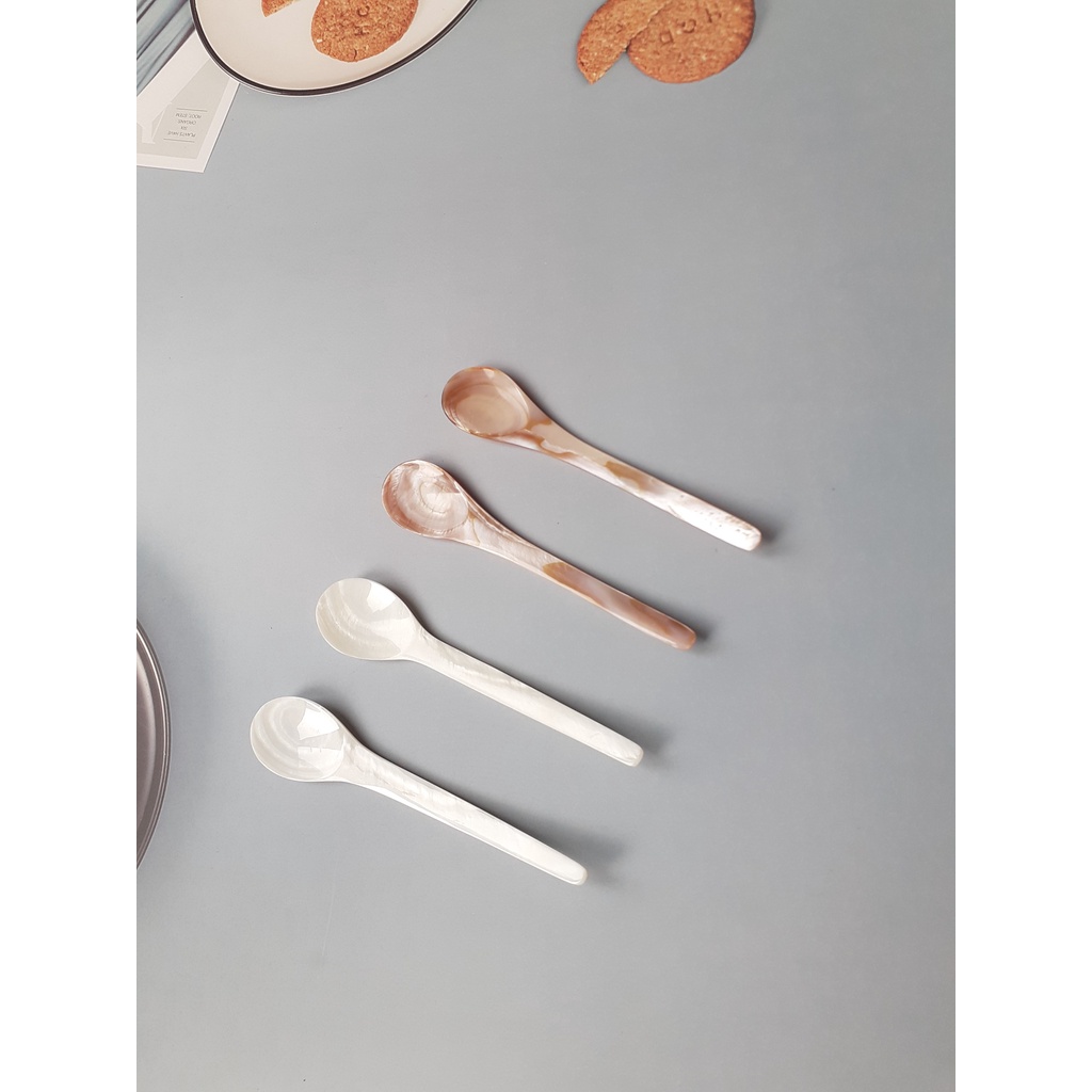 Thìa trai hồng, trai trắng đẹp, bắt mắt ăn sữa chua, ăn trứng cá hồi, thìa trai decor siêu đẹp