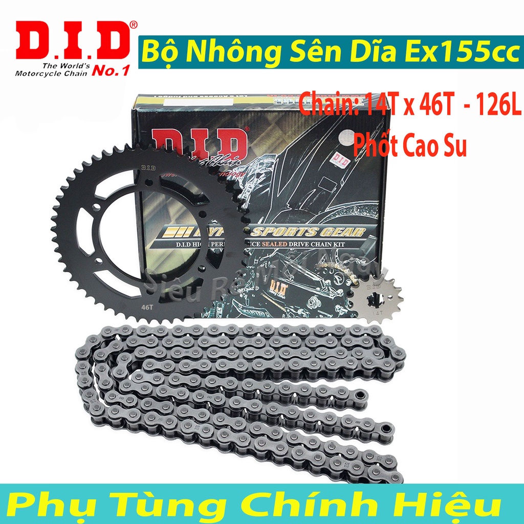 Bộ nhông sên dĩa DID xe Exciter 155cc sên phốt cao su ( 14T x 46T )
