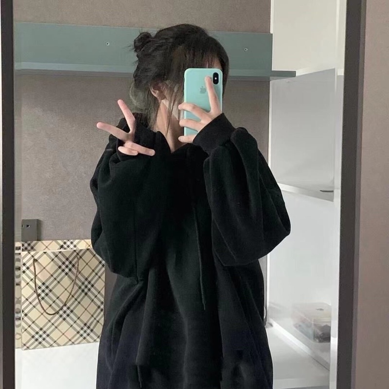 Áo hoodie lót nỉ nam nữ màu đen basic siêu hot in chữ GREAT TO sau lưng hàng loại 1 siêu dày