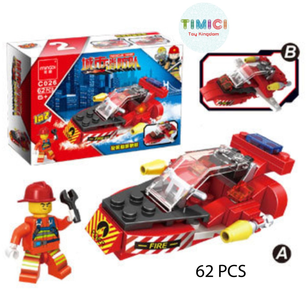 [LC026] Xe ô tô đồ chơi lego cứu hỏa xếp hình &quot;6 IN 1&quot; cho bé