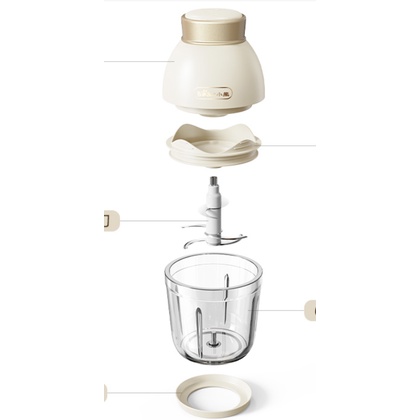 Máy xay đa năng, máy xay ăn dặm dung tích 0.6L có 6 lưỡi dao chính hãng bear QSJ-D02Q1