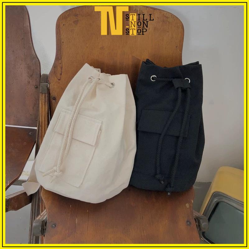 Túi tote balo đeo chéo dây rút unisex nam nữ vải canvas giá rẻ đi học đi chơi RBL01 XUONGMAITNT