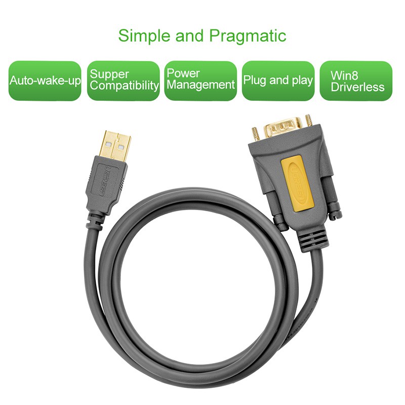 Cáp chuyển đổi UGREEN USB sang RS232 COM PDA DB9 9 chấu có chipset PL2303