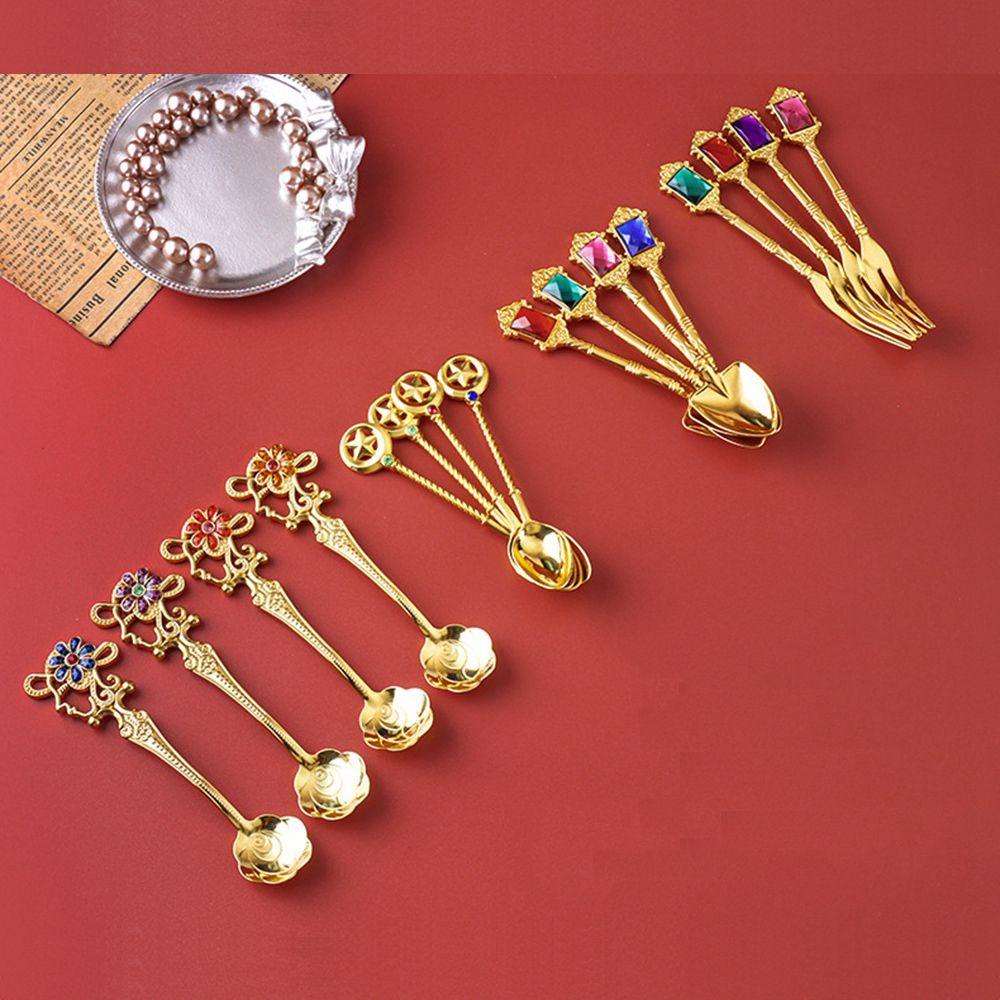 Set 4 Muỗng Nĩa Ăn Tráng Miệng Phong Cách Vintage