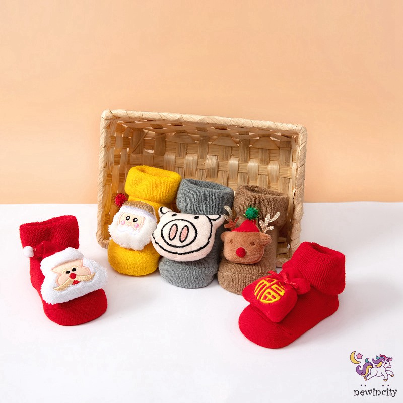 Vớ cotton chống trượt trang trí giáng sinh đáng yêu cho bé