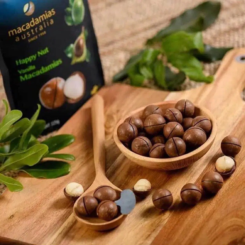 🌰🌰🌰Hàng Úc - Hạt Macca nguyên vỏ vị vani Happy Nut Vanilla Macadamias