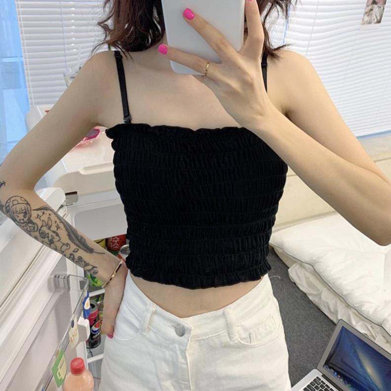 Áo Bra 2 Dây Nhún Dáng Dài - Bra Nữ Phong Cách CropTop Gợi Cảm B6843