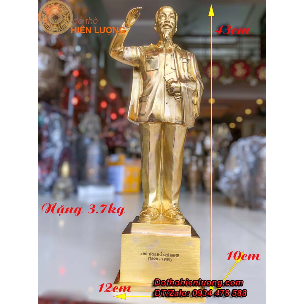 Tượng Bác Hồ Vẫy Tay Chào Bằng Đồng Vàng Mỹ Nghệ