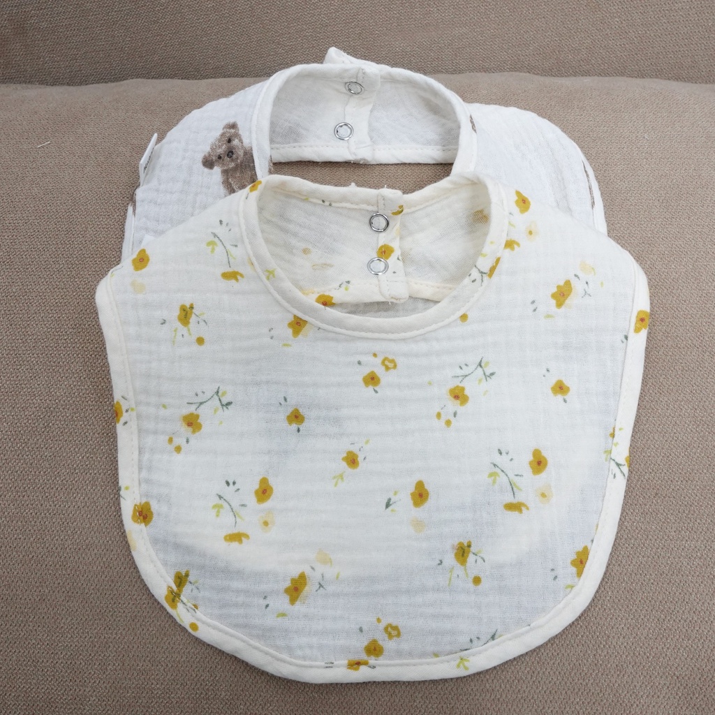 Hebe Bibs_Yếm muslin mỏng sơ sinh hoạ tiết đáng yêu cho bé_Haaro Babies