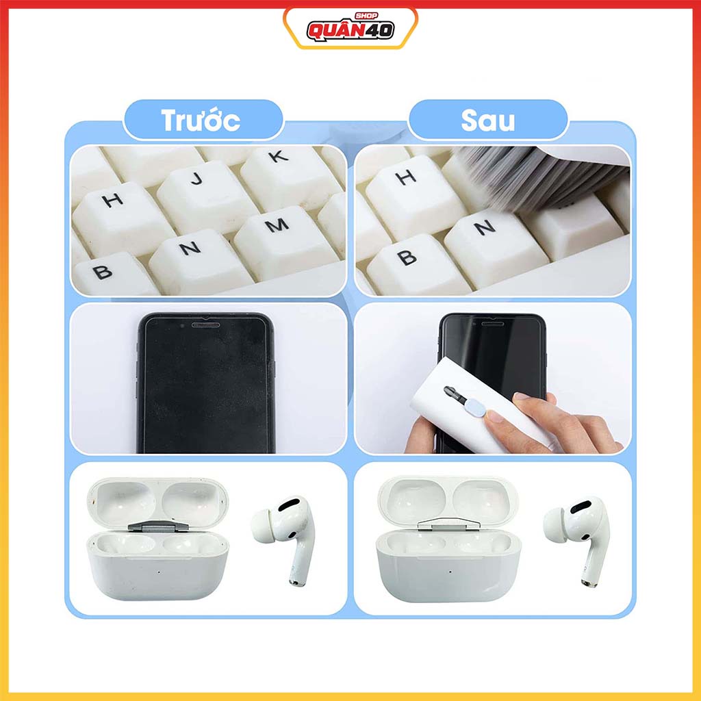 Bộ Sản Phẩm Vệ Sinh Đa Năng 7 in 1 Cho Bàn Phím, Tai Nghe, Điện Thoại, Màn Hình
