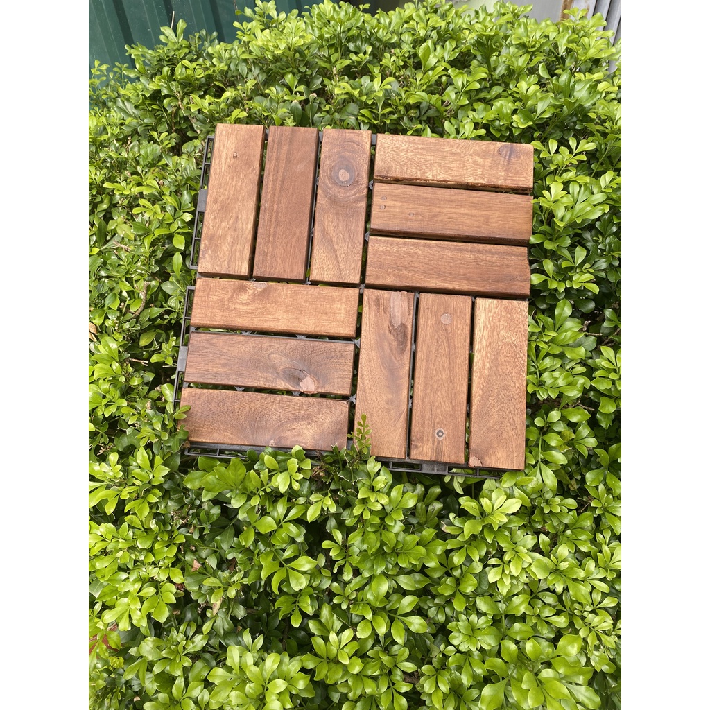 Sàn gỗ lót ban công ngoài trời 12 nan 30x30cm loại 2 - Tấm Thảm Gỗ Vỉ Nhựa Lỗ Ghép Lót Sàn Kháng Khuẩn Chống Trơn Trượt