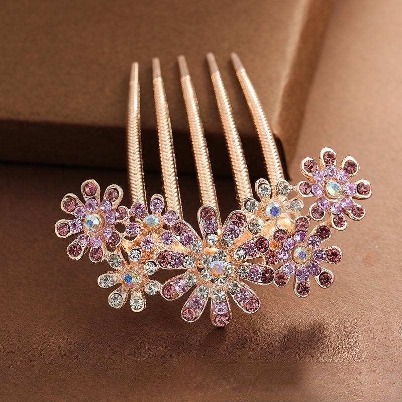 Lược Cài Tóc Bằng Hợp Kim Đính Đá Hình Hoa Xinh Xắn