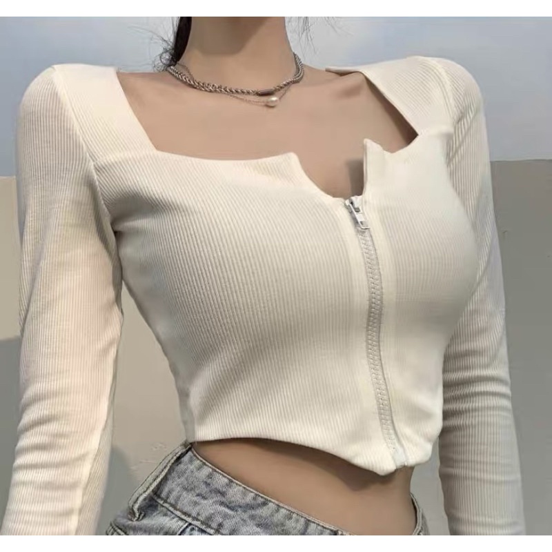 ÁO TAY DÀI CÓ DÂY KÉO Ở GIỮA HOT TREND