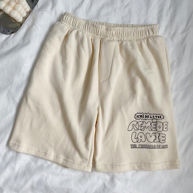 Quần Short Thun LAVIE màu ĐEN/KEM vải da cá  Nam nữ unisex  Quần thun lưng chun Jaystoree