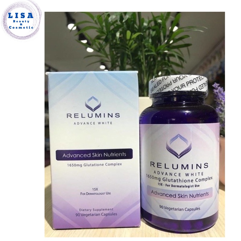 [CHÍNH HÃNG] Viên Uống Siêu Trắng Da Relumins Advance White 1650mg Của Mỹ 90 Viên.
