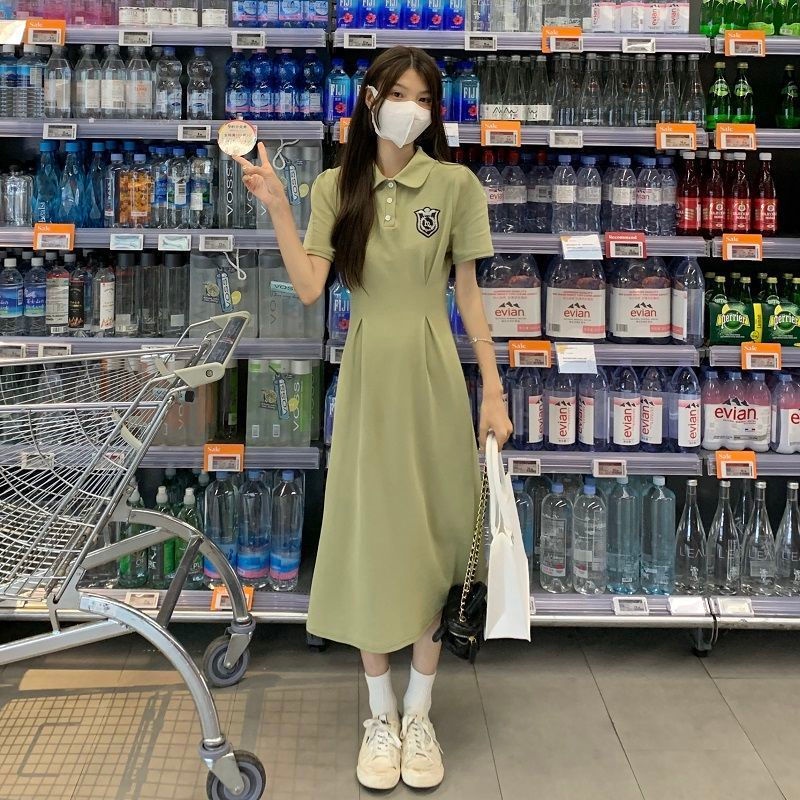 Đầm Tay Ngắn Cổ polo Dáng Chữ A Thời Trang Mùa Hè Mới Cho Nữ