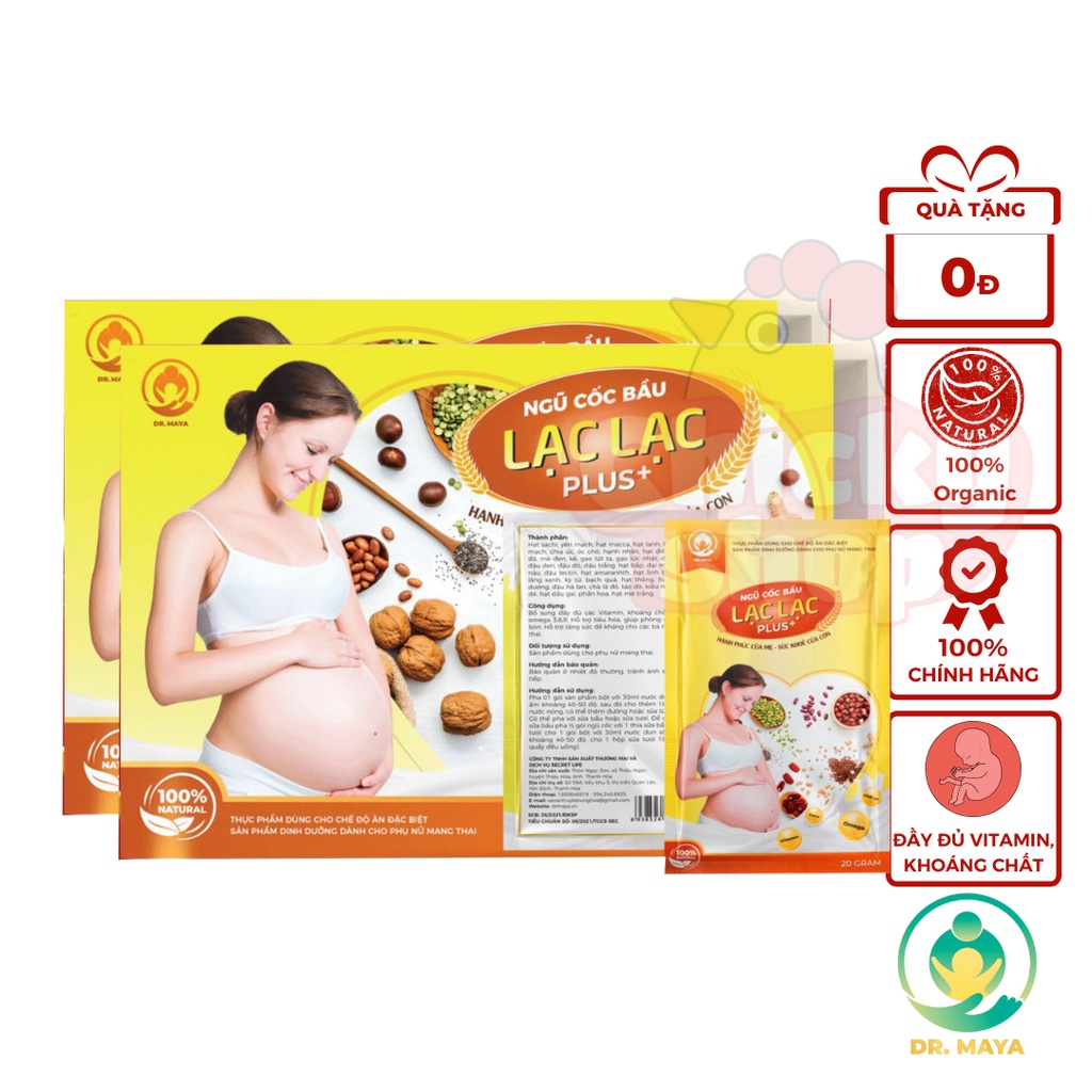 Combo 2 hộp ngũ cốc bầu Lạc Lạc Plus 36 loại hạt không đậu nành