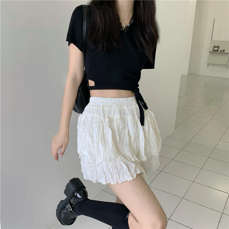 Cocory vn  Áo Croptop Dệt Kim Tay Ngắn Cổ Chữ V Thiết Kế Độc Đáo Thời Trang Mùa Hè Quyến Rũ Cho Nữ