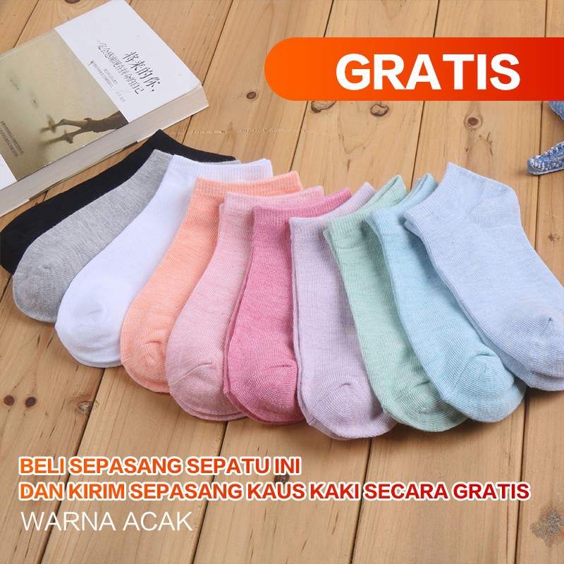 Giày bata đế bằng thiết kế đường viền 3 màu thông thoáng cho nữ | BigBuy360 - bigbuy360.vn