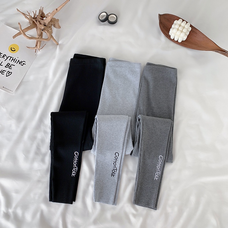 Quần Legging nữ BIGSIZE 45-100kg cạp cao dáng Ôm co giãn Thêu Chữ Chất Liệu Cotton mùa thu đông - quảng châu cao cấp