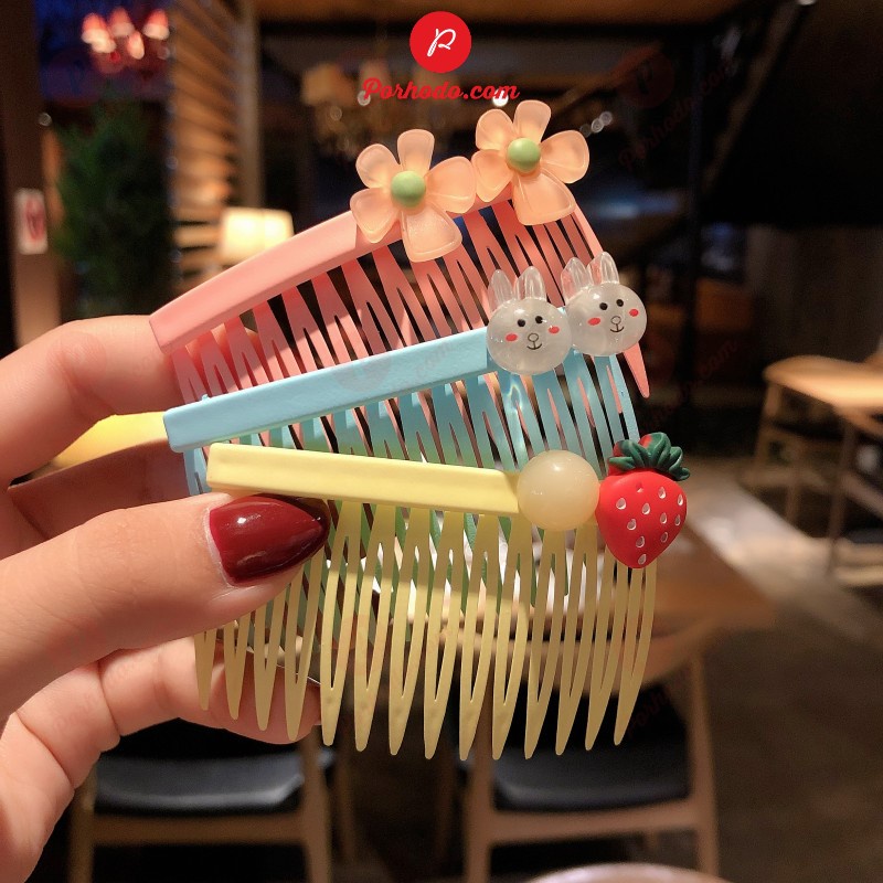 Xược Tóc Mái Nửa Đầu Nhựa Dẻo, Bờm Tóc Gắn Họa Tiết Hoa Dễ Thương Cho Bé Gái