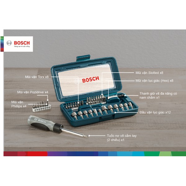 Bộ vặn vít đa năng 46 chi tiết Bosch 2607019504