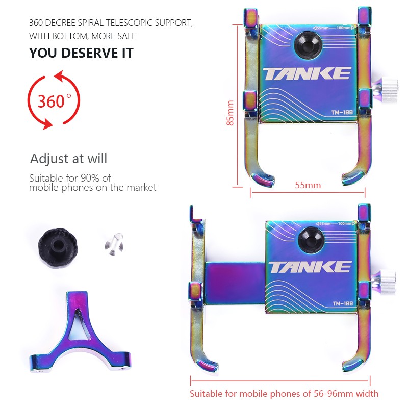 Giá đỡ điện thoại TANKE xoay 360 độ bằng hợp kim nhôm giữ ổn định chuyên dụng gắn xe đạp leo núi