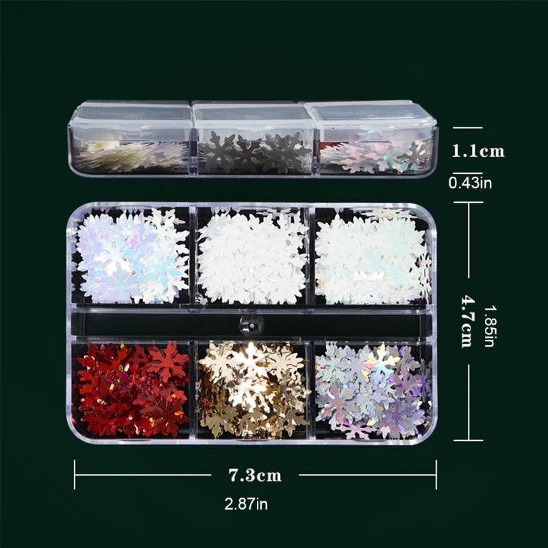 Hộp Sequin Hình Bông Tuyết / Ngôi Sao Lấp Lánh Trang Trí Móng Nghệ Thuật YOUYO