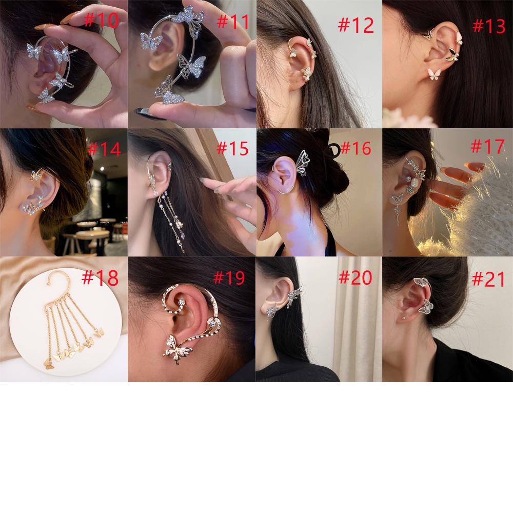 Khuyên Kẹp Vành Tai Hình Chiếc Lá Đính Đá Thời Trang Cho Nữ