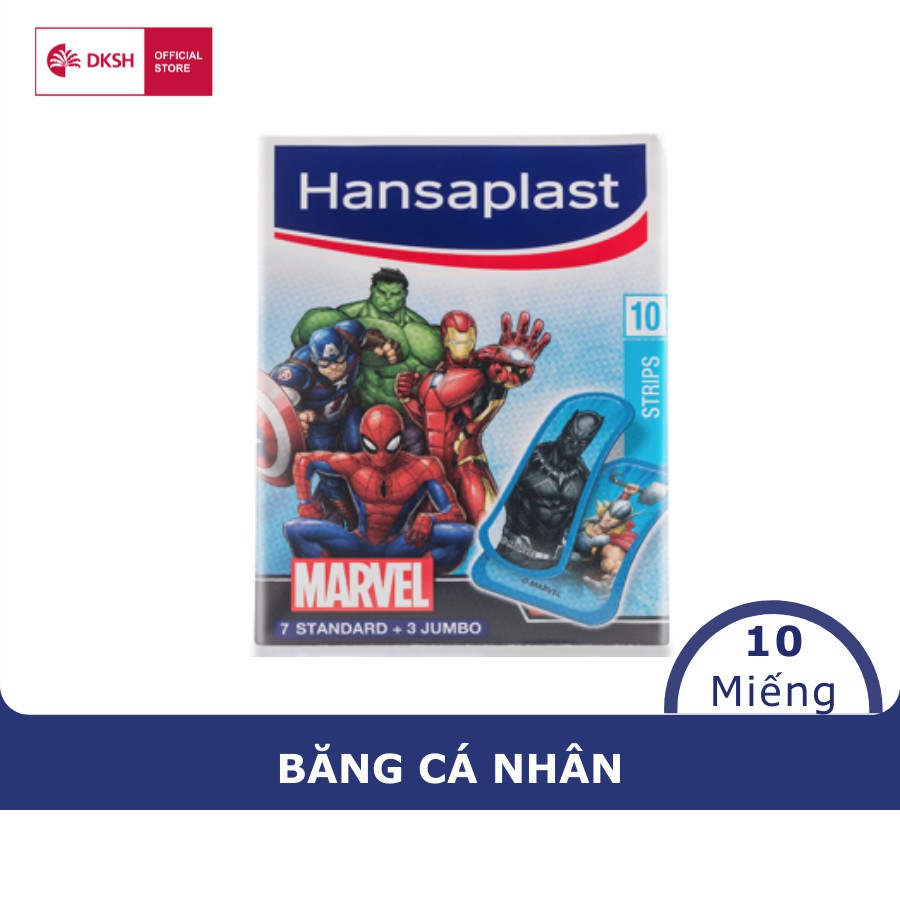 Băng cá nhân Hansaplast Marvel (gói 10 miếng) - Độc quyền duy nhất tại Việt Nam - Thương hiệu số 1 của Đức