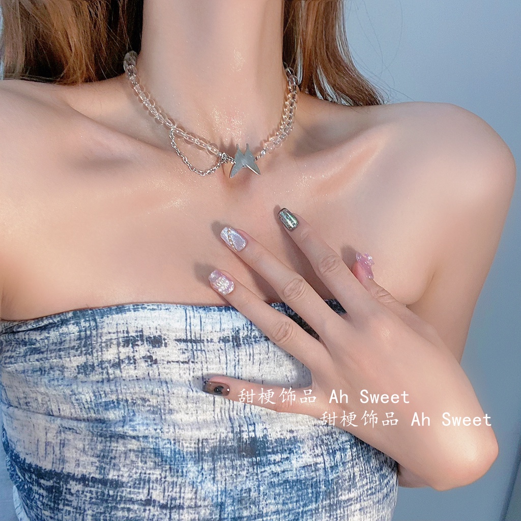 Vòng cổ mặt hình bươm bướm thời trang punk xinh xắn