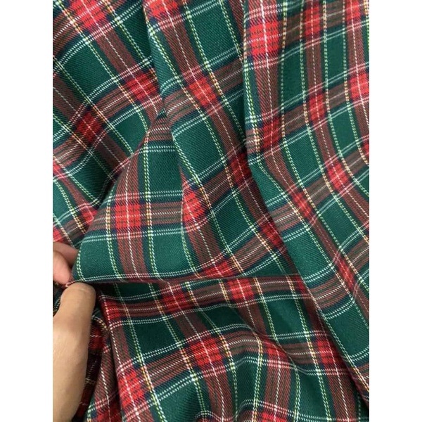 Vải tuýt xi kẻ xanh